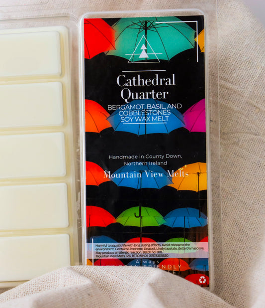 Cathedral Quarter Belfast soy wax melt from Mountain View Melts. Handmade in County Down, Northern Ireland